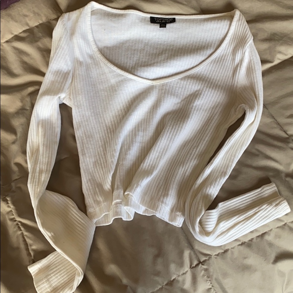 Topshop White slightly cropped v-neck